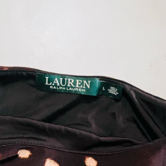 Lauren Ralph Lauren Brown Printd Cap Sleeve Dress Size Large - Picture 5 of 9